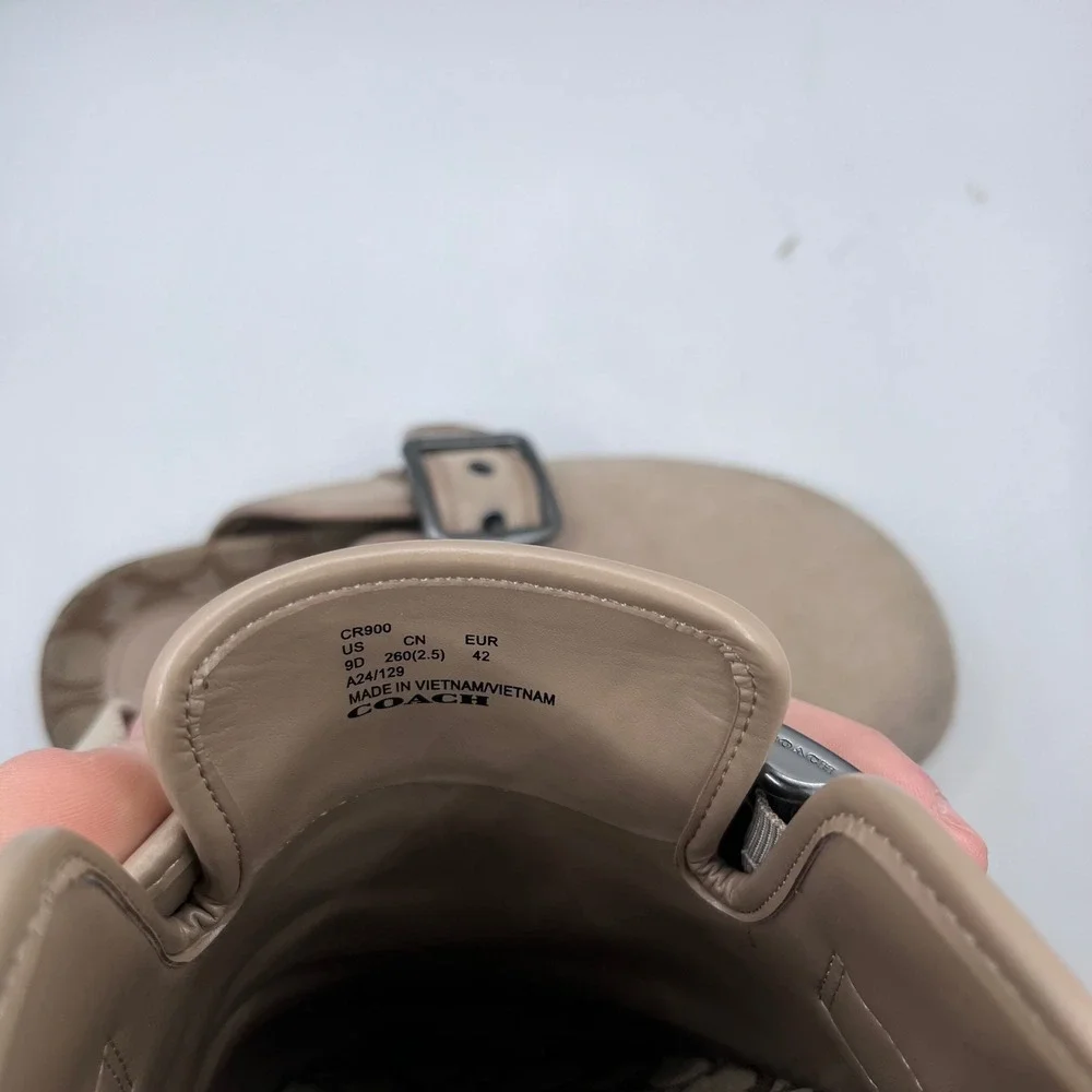 Coach Benjamin Clogs Mens 9D Tan Suede Buckle Strap Monogram Footbed Mules CR900 - Picture 5 of 6